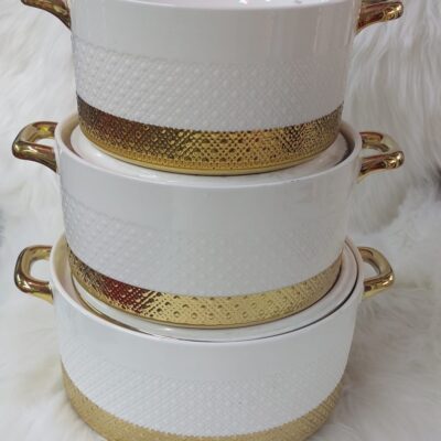 3pcs set ceramic casserole serving dish with covers